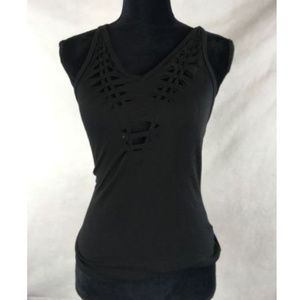 Bisou Bisou Black Tank Size Medium Boho Chic